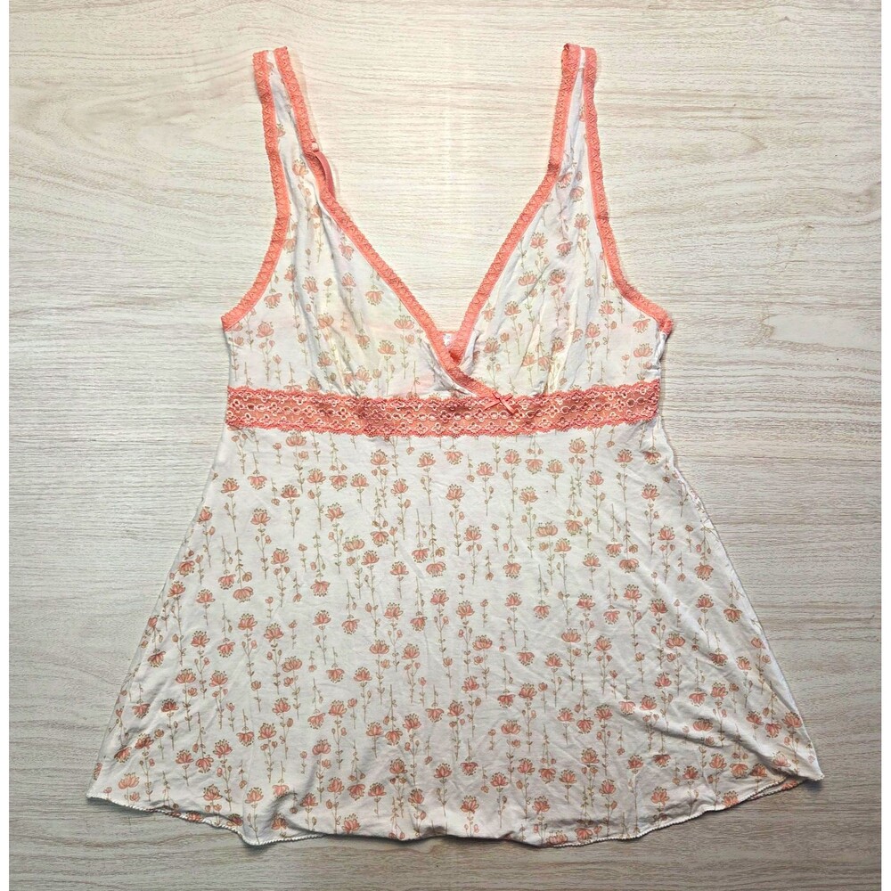 Victoria's Secret Angels Dainty Floral Lace Trim Baby Doll Tank Lingerie Medium